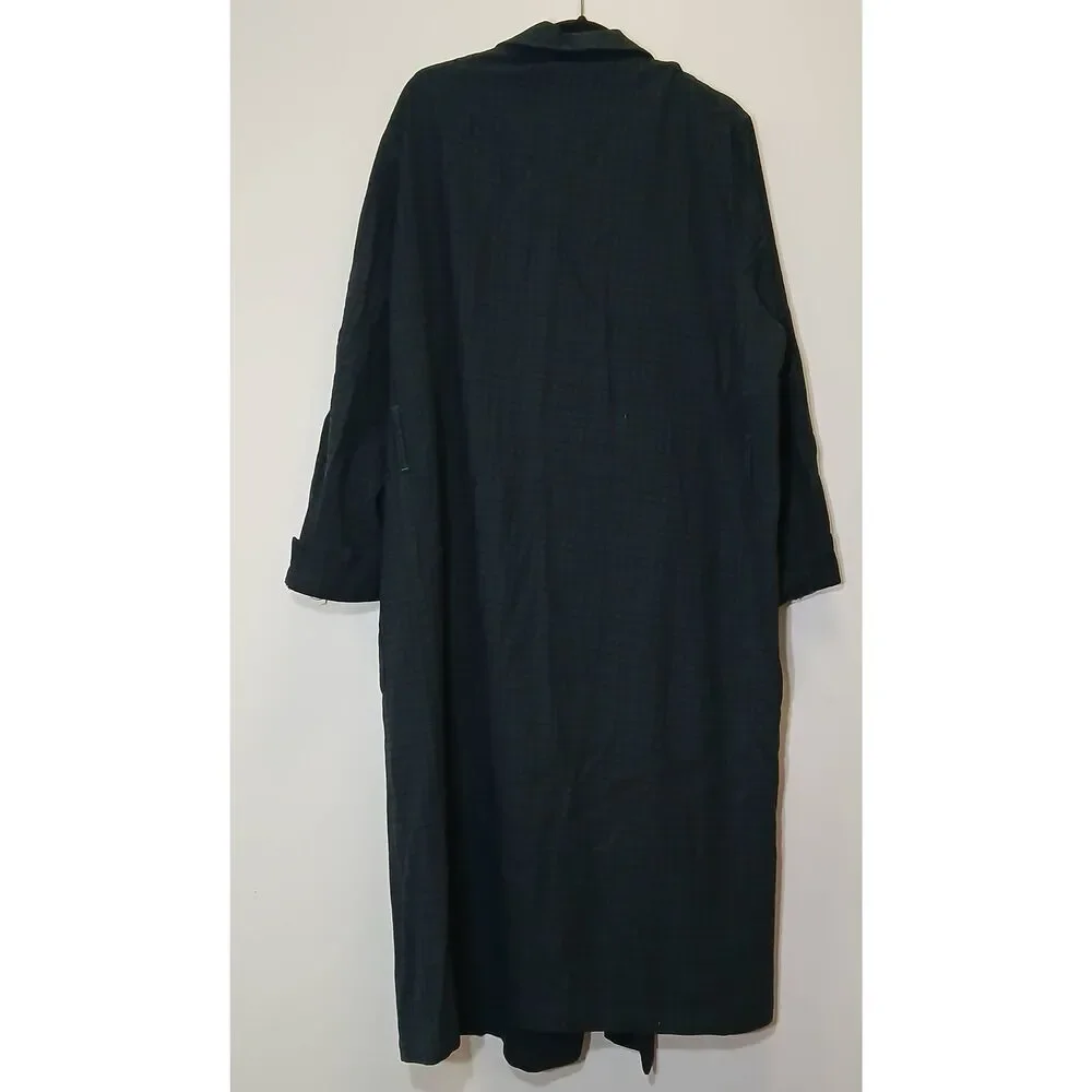 Vintage pendleton mens large long wool robe tartan plaid teal dark green